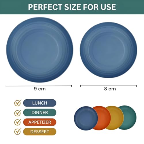 PLENARO 23 CM Wheat Straw Plates, Unbreakable Microwave and Dishwasher Plates,Plastic Cutlery for Family Picnic Party Camping (23 CM, Pack of 6) - Image 3