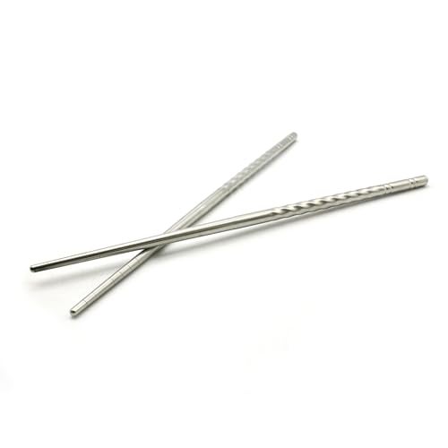 TEMO Spiral Stainless Steel Chopsticks - 5 Pairs Silver Reusable Dishwasher Safe Metal Chopsticks - Square Lightweight - Easy to Use and Clean (No Color Fading) - Image 2