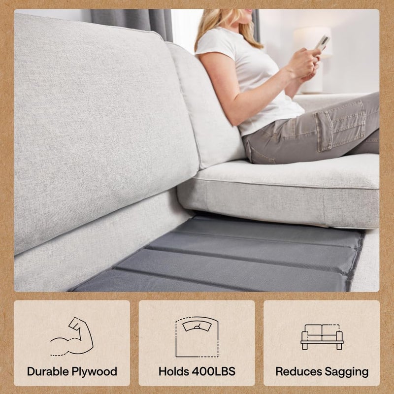 Gorilla Grip لوحة دعم وسادة الأريكة الثقيلة من جوريلا جريب لإصلاح الأرائك المتدلية، 23 × 19 كرسي بذراعين، ألواح خشبية سميكة تضيف دعمًا قويًا للمقاعد، تبقى في مكانها، حشوة بديلة تحت الأرائك، رمادي - Image 4