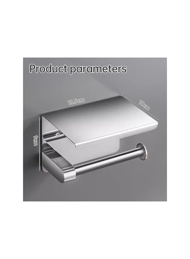 S-TOP Toilet Paper Holder with Shelf Toilet Roll Holder Stainless Steel Tissue Holder with Phone Storage Wall Mounted for Bathroom (Chrome) - Image 4