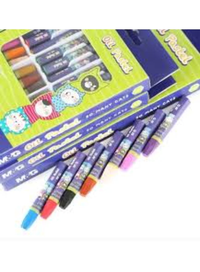 M&G oil pastel color 12 pcs, bright color drawing materials which have a soft buttery texture. - Image 1