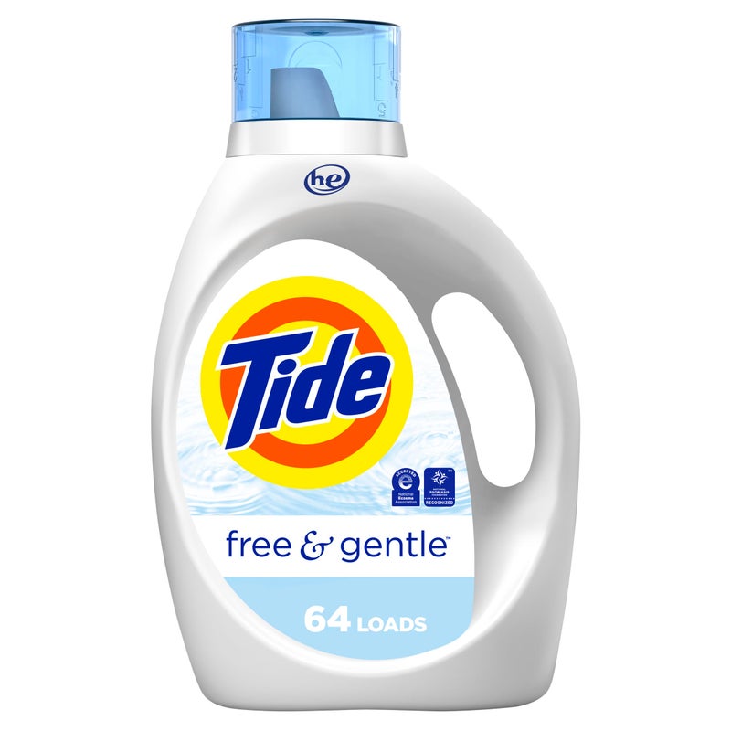 Tide Free Gentle Liquid Laundry Detergent Soap Unscented Hypoallergenic for Sensitive Skin and Free of Dyes HE Compatible 64 Loads 84 fl oz
