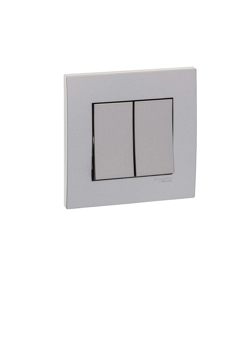 Schneider Electric Schneider Electric KB32R_AS Vivace Silver - 2-way plate switch 2 gang - 16AX - Silver  - Image 3