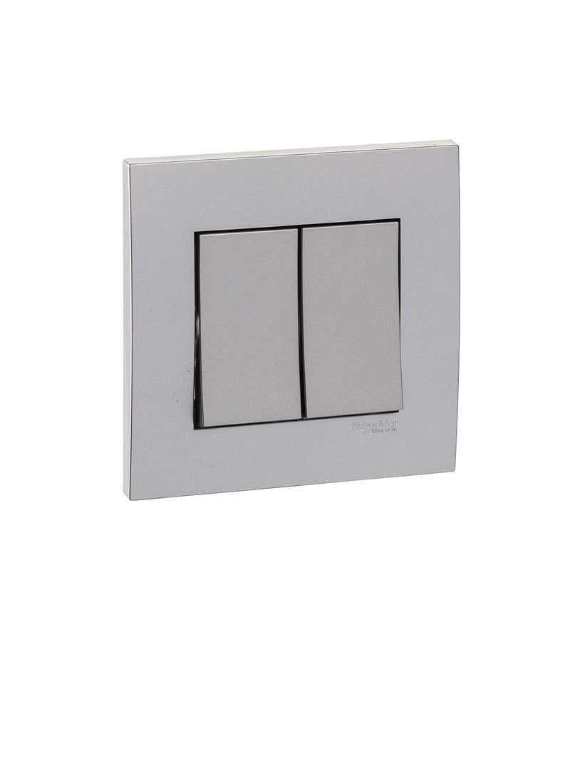 Schneider Electric Schneider Electric KB32R_AS Vivace Silver - 2-way plate switch 2 gang - 16AX - Silver  - Image 2
