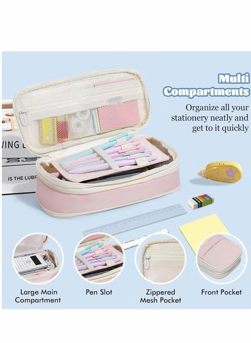 Zalava Extra Large Capacity Pencil Case , Expandable Pencil Case Fits 20cm Ruler, 3cm-7cm Height Adjustable , Multi-functional Storage for School Supplies - Image 2