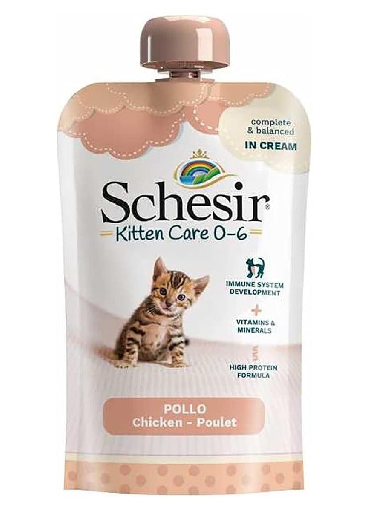 شيسر كيس شيزر للقطط الصغيرة كريم 0-6 طعام رطب بالدجاج | 150 جرام - Image 1