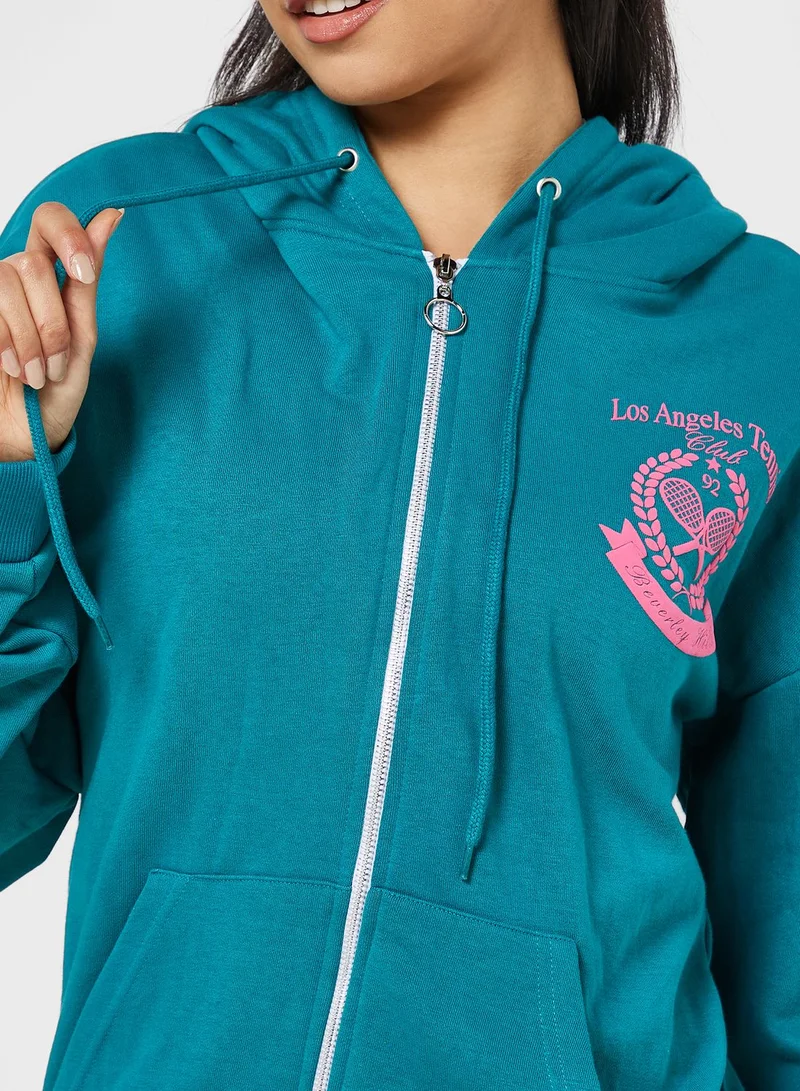 Ginger Graphic Hoodie With Puff Print