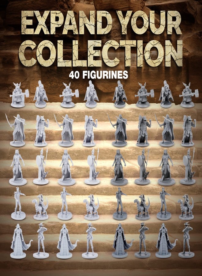 Path Gaming 40 Fantasy Tabletop Miniatures for Dungeons and Dragons . 28MM Scaled 10 Unique Designs, Bulk Unpainted - Image 2