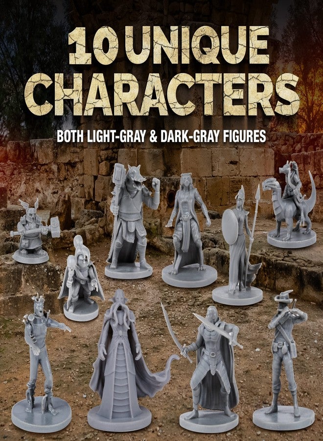 Path Gaming 40 Fantasy Tabletop Miniatures for Dungeons and Dragons . 28MM Scaled 10 Unique Designs, Bulk Unpainted - Image 3