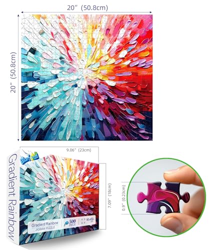 Blueforest 500 Piece Jigsaw Puzzle for Adults Colorful Abstract Art Rainbow Burst Pattern Challenging Puzzle Game 20x20 Inch Finished Size Great Gift for Puzzle Lovers - Image 5