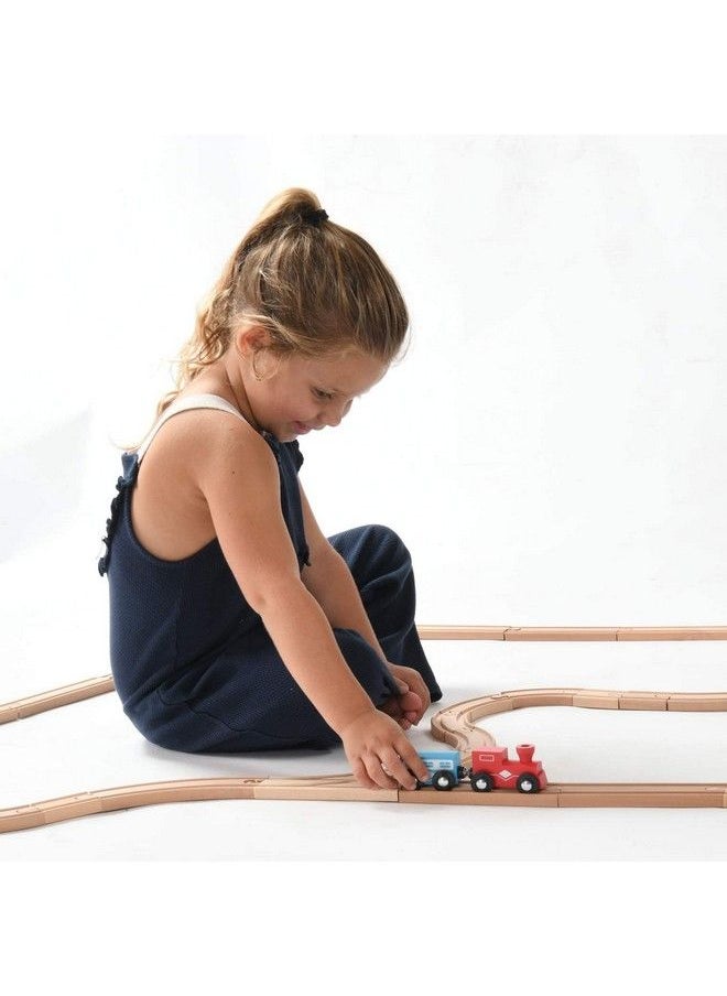Play22 Wooden Train Tracks 52 Pcs Wooden Train Set + 2 Bonus Toy Trains Train Sets For Kids Car Train Toys Is Compatible With Thomas Wooden Railway Systems And All Major Brands Original  - Image 5