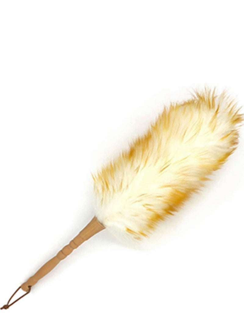 Beauenty Clean Duster 18.5 inch Long Household Cleaning Wool Duster for Remove Dust Brush Car Sweep Dust Room Cleaning with Solid Wooden Handle Flexible Head Anti-Static Comfortable Grips - Image 1