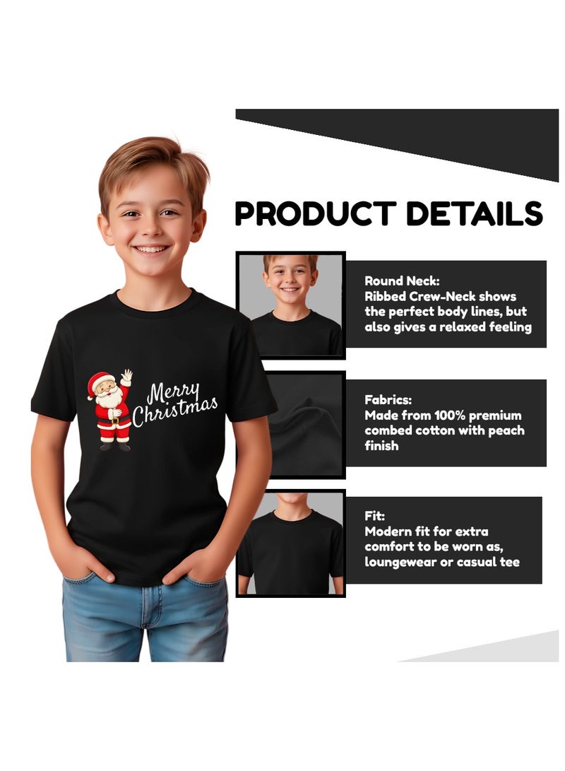 برينت شوب فور مي تي شيرت عيد ميلاد سعيد للأطفال - تي شيرت قطني بأكمام قصيرة للجنسين ورقبة دائرية - ملابس للعطلات للأولاد والبنات - تي شيرت ناعم ومريح للحفلات - Image 5