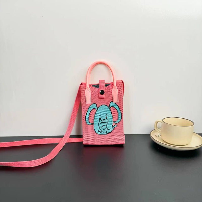 New Cute, High-End, Fashionable Knitted Mobile Phone Bag, Versatile Niche Children'S Crossbody Bag, Female College Student Shoulder Bag - Image 2