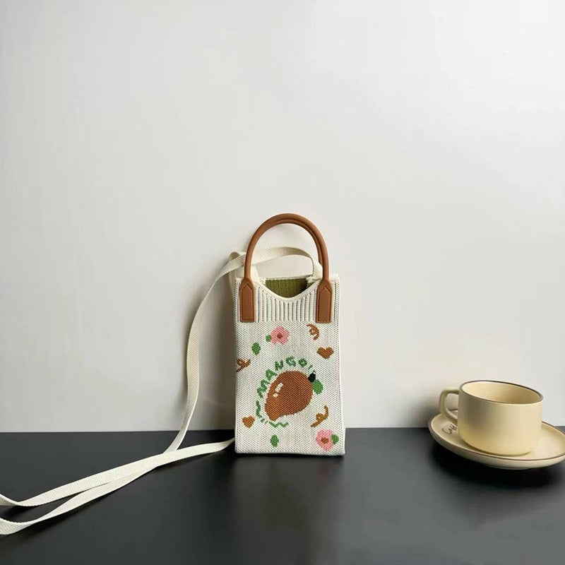 New Cute, High-End, Fashionable Knitted Mobile Phone Bag, Versatile Niche Children'S Crossbody Bag, Female College Student Shoulder Bag - Image 5
