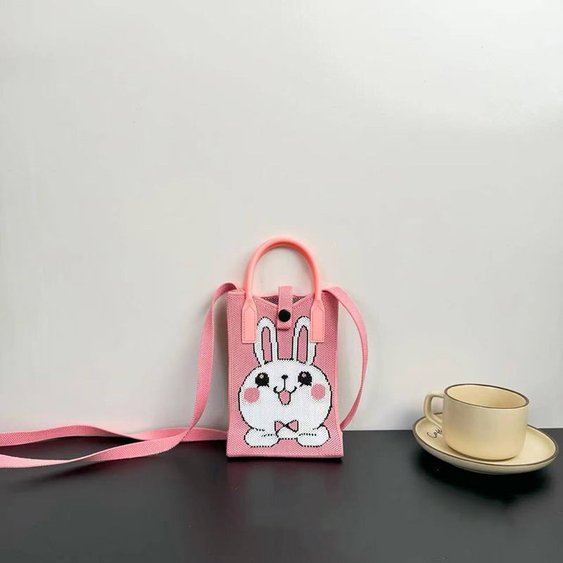 New Cute, High-End, Fashionable Knitted Mobile Phone Bag, Versatile Niche Children'S Crossbody Bag, Female College Student Shoulder Bag - Image 3