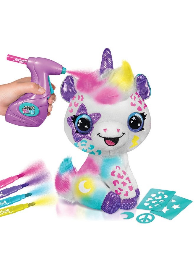 Canal Toys Canal Toys Airbrush Plush Large Purple Unicorn! Decorate, wash, Repeat! Customize Your own Spray Art Plush with Markers, 100+ Stencils. Ages 6+  - Image 3