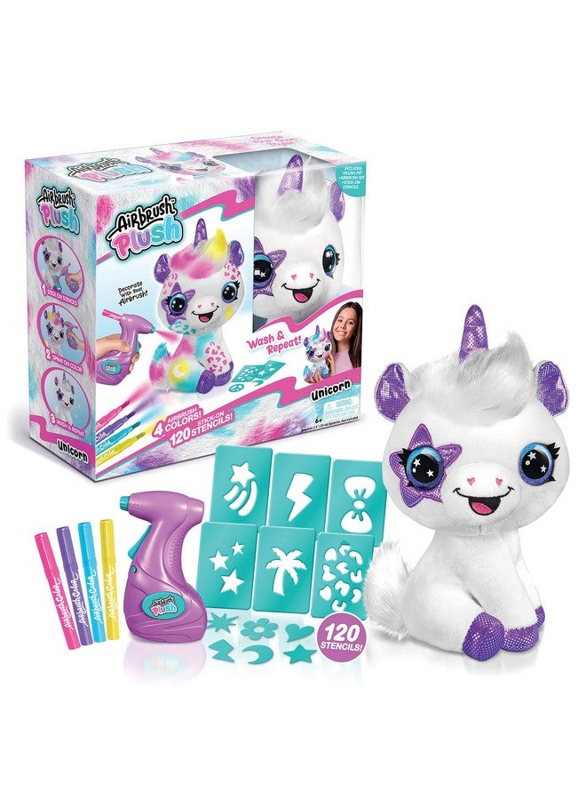 Canal Toys Canal Toys Airbrush Plush Large Purple Unicorn! Decorate, wash, Repeat! Customize Your own Spray Art Plush with Markers, 100+ Stencils. Ages 6+  - Image 5