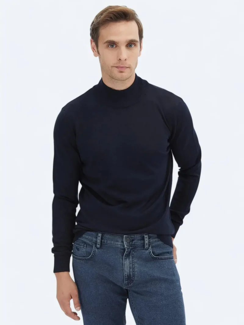 Kip Navy Blue Knitwear Sweatshirt