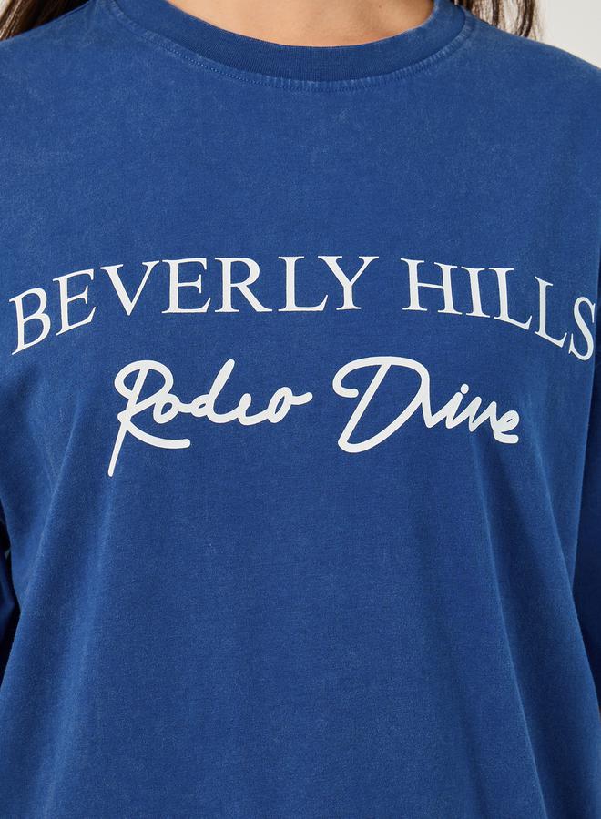 ستايلي تيشيرت بطباعة واسع بياقة دائرية وأكمام قصيرة - Image 3