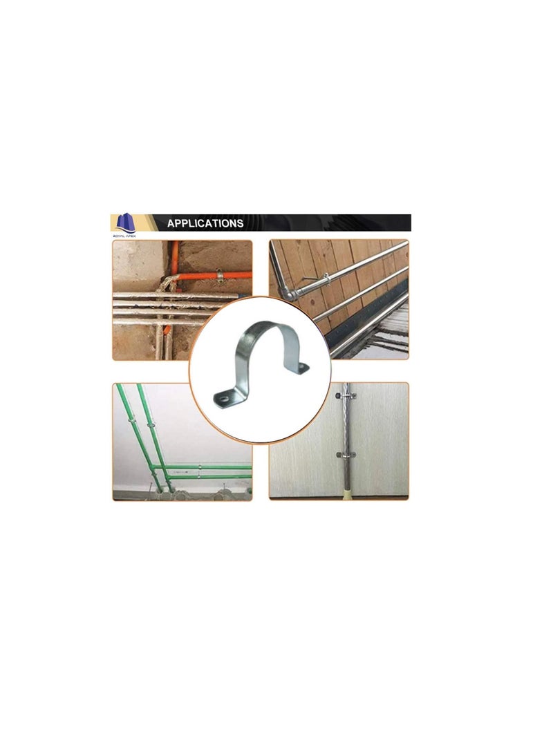 Galvanized (GI) U Clamps Fastener Hanger Pipe Clamps Clip with Screw and Fischer, for Conduit Pipe Fixing Bracket and Support Water Pipe and Gas Pipe – 10 Pcs (1.1/2 Inch) - Image 2