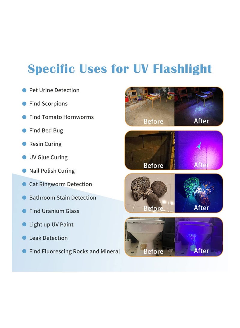 loca - UV Flashlight Powerful Large 100 LED Black Light Flashlight Super Bright Blacklight Flashlight UV Light  Pet Urine Detector Light  Use for Dog Cat Urine Detection  Scorpions  Resin Curing - Image 1