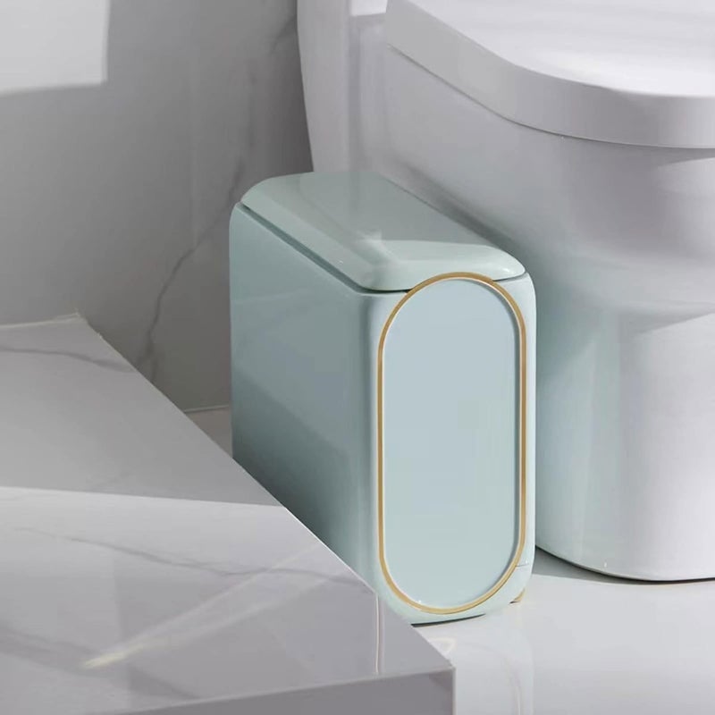 Crobat Selfdesigned light luxury beautiful seam trash can narrow seam trash can Press open lid art light luxury double bucket with pulley - Image 2