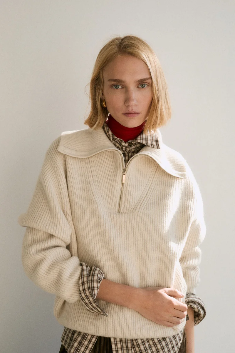 اتش اند ام كنزة محبوكة مرنة بسحاب علوي