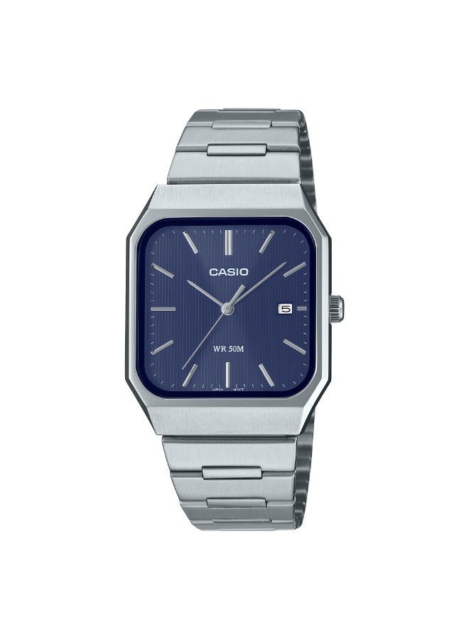 CASIO Classic Collection Analog MTP-B185D-2A1 Blue Dial Stainless Steel Men's Watch-40 × 32.5 × 7.3 mm