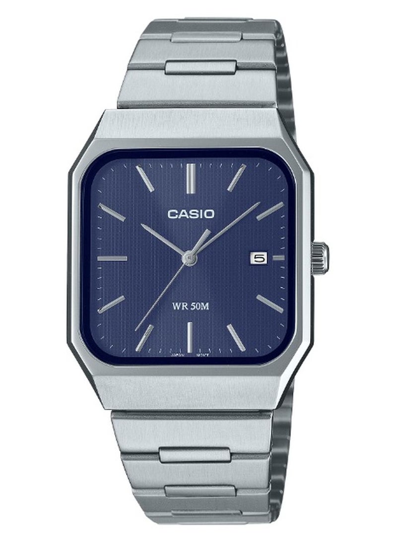 Casio MTP-B185D-2A1 Blue Dial Classic Collection Analog Stainless Steel Men's Watch-40 × 32.5 × 7.3 mm
