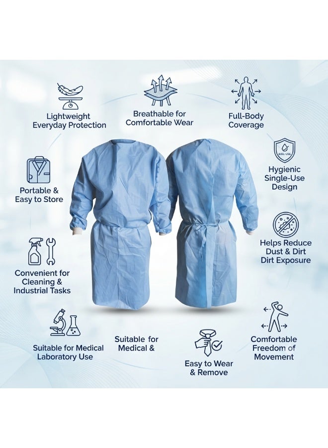 Health Mart Disposable Isolation Gown Blue 50 GSM Lightweight Protective Single Use Gown - Image 5