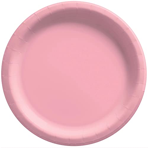 Amscan New Pink Round Paper Plates - 6.75" (50 Pc) - Sturdy & Eco-Friendly Party Essentials - Perfect for Celebrations & Events - Image 1