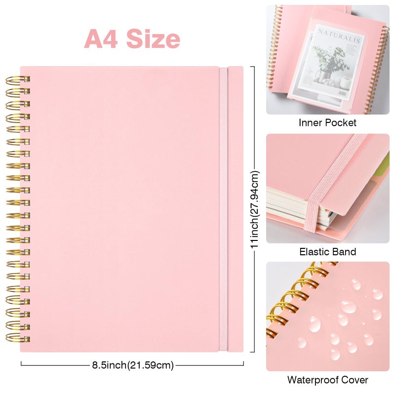 OMEYA Graph Paper Notebook 8.5" X 11": 5 Subject Graphing Notebook with Removable Dividers, 300 Pages 100gsm Thick Spiral Grid Notebooks, 5x5 Graph Ruled Paper, Large A4 Math Journal for School Engineering - Image 4
