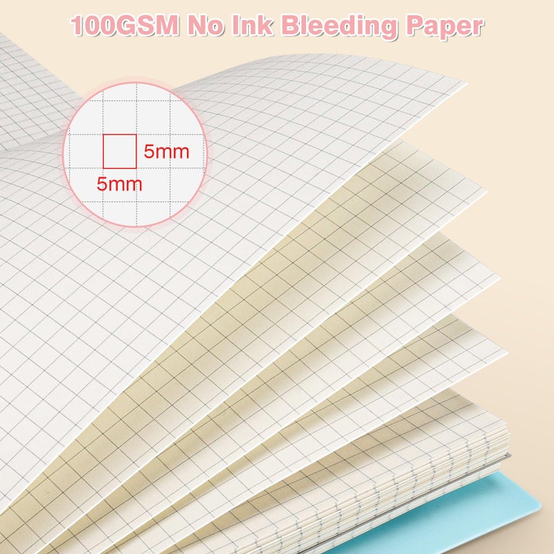 OMEYA Graph Paper Notebook 8.5" X 11": 5 Subject Graphing Notebook with Removable Dividers, 300 Pages 100gsm Thick Spiral Grid Notebooks, 5x5 Graph Ruled Paper, Large A4 Math Journal for School Engineering - Image 3