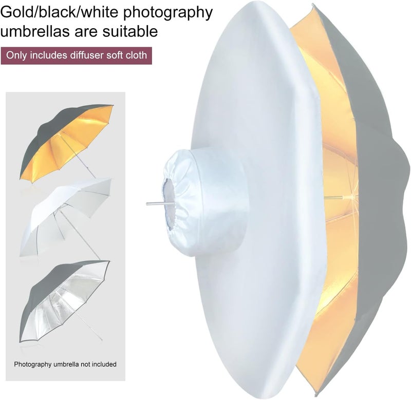 Lincostore Studio Lighting Jellyfish Umbrella Diffuser Soft Cloth (Pack of 2) for 33" Silver Photo Umbrella or 33" Gold Umbrella Photography 3302-2 (Umbrella not Included) - Image 2