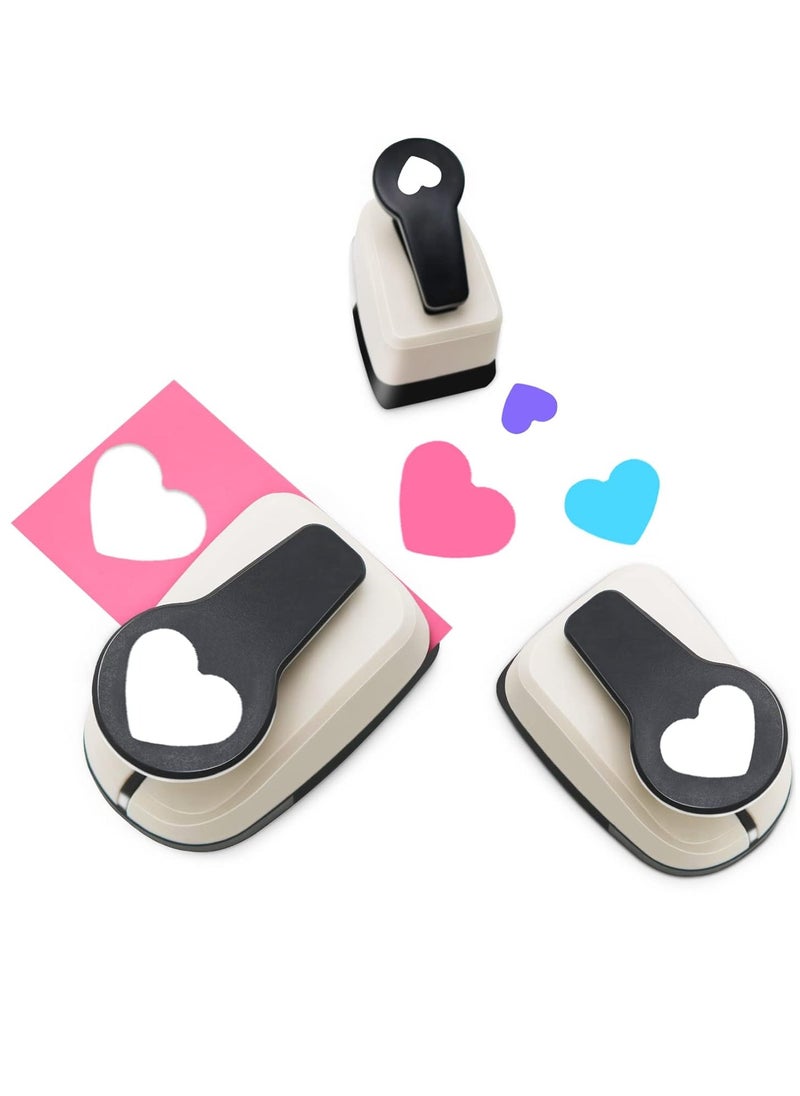 Hihonor Heart Hole Punch, Paper Punch, Heart Punches for Paper Crafts, Heart Punch, Hole Puncher Heart, Shaped Hole Punch, 1 inch Heart Paper Punch, 5/8 inch Heart Hole Puncher, 3/8 inch Hole Puncher Set  - Image 1