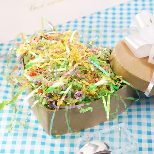 PAPER FAIR Iridescent Easter Grass Crinkle Cut Paper, 5OZ Green Yellow Purple Blush Paper Shred Filler Mix Strand Raffia Tissue Craft Bedding Cushion, Party Birthday Gift Box Basket Retail - Image 4