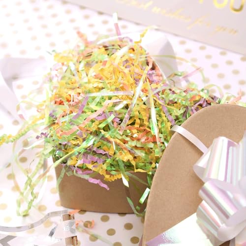 PAPER FAIR Iridescent Easter Grass Crinkle Cut Paper, 5OZ Green Yellow Purple Blush Paper Shred Filler Mix Strand Raffia Tissue Craft Bedding Cushion, Party Birthday Gift Box Basket Retail - Image 3