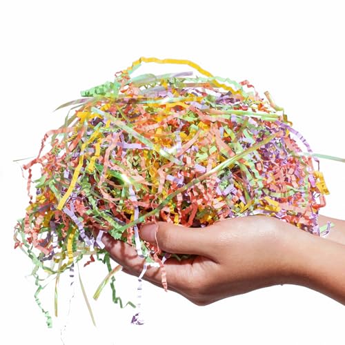 PAPER FAIR Iridescent Easter Grass Crinkle Cut Paper, 5OZ Green Yellow Purple Blush Paper Shred Filler Mix Strand Raffia Tissue Craft Bedding Cushion, Party Birthday Gift Box Basket Retail - Image 5