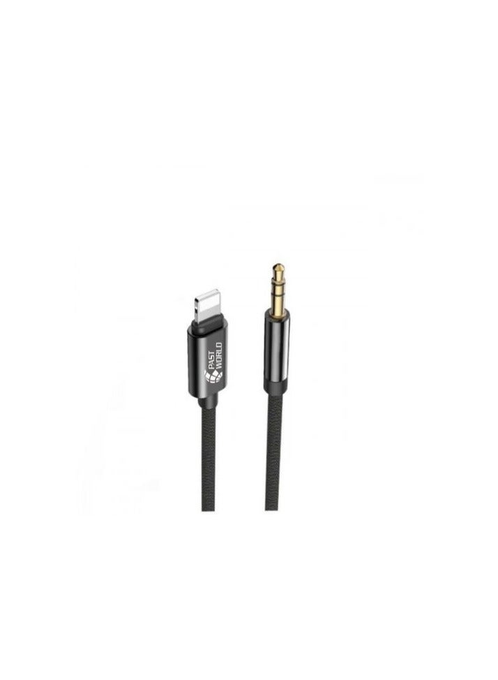 PAST WORLD Lingteng Aux Audio Cable to 3.5mm Jack for iPhone Black - Image 1