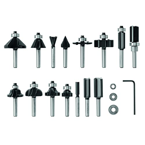 BOSCH RBS015MBS 15-Piece (Universally Compatible Accessory) Carbide-Tipped Wood Router Bit Assorted Set - Image 2