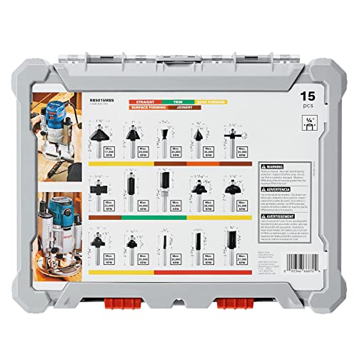 BOSCH RBS015MBS 15-Piece (Universally Compatible Accessory) Carbide-Tipped Wood Router Bit Assorted Set - Image 3