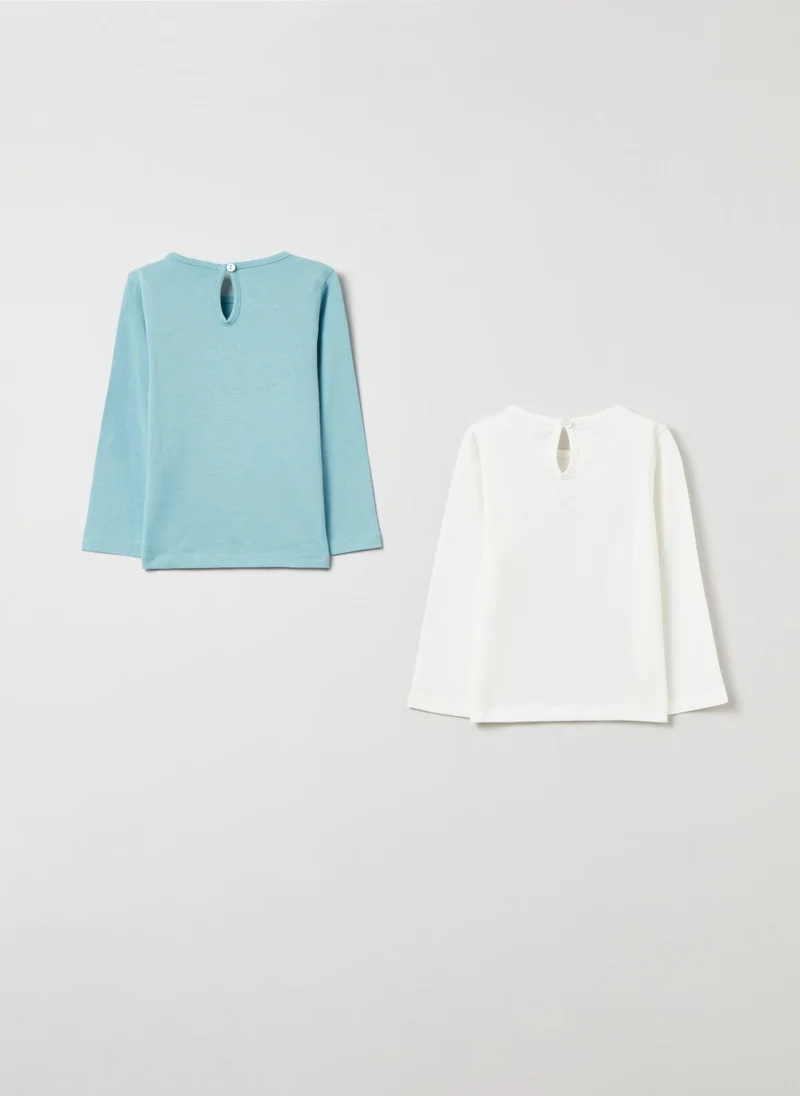 او في اس Two-Pack T-Shirts In Cotton With Print