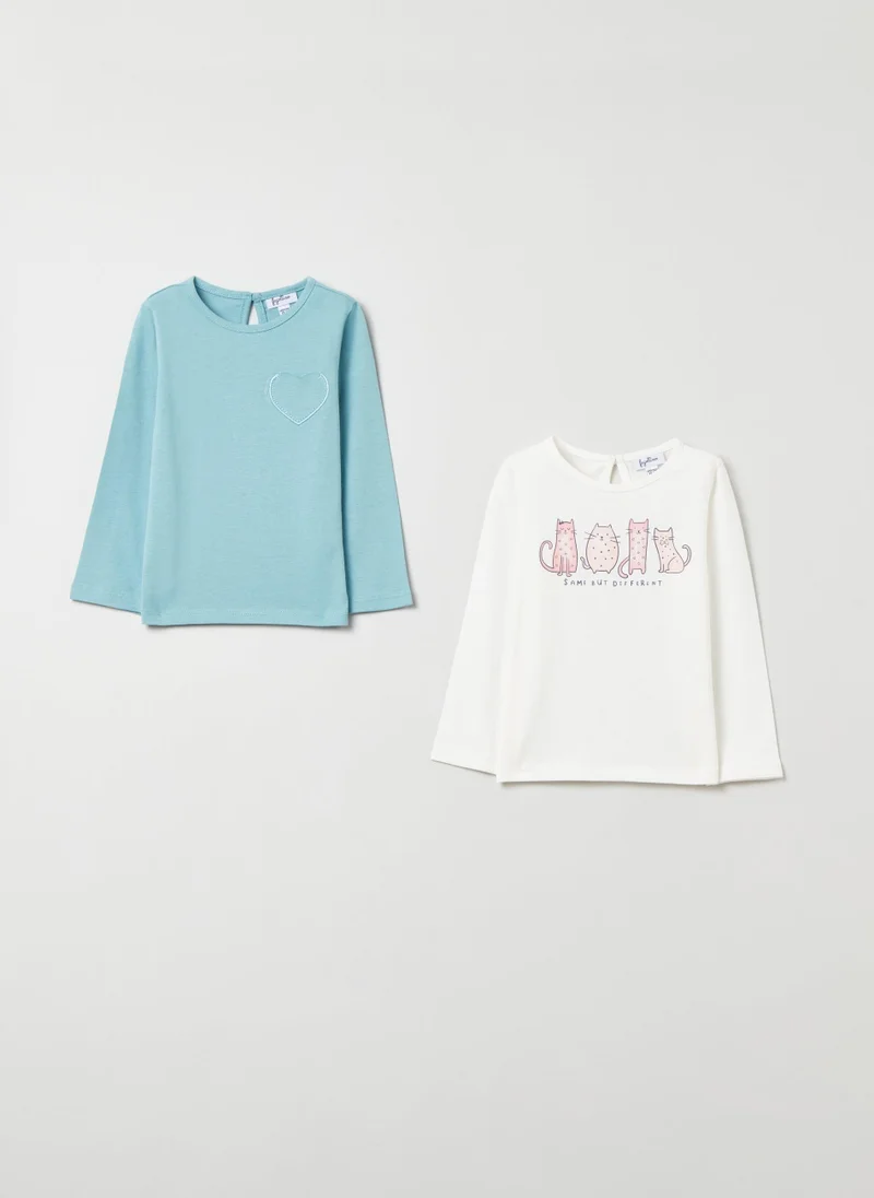 او في اس Two-Pack T-Shirts In Cotton With Print