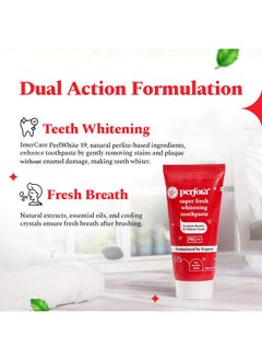 Perfora Super Fresh Toothpaste -100G, With Cooling Crystals | Helps Prevent Bad Breath | Sls Free Toothpaste For Adults | Enamel Safe Teeth Whitening Tooth Paste | Formulated With Imercare Perl White  - Image 4