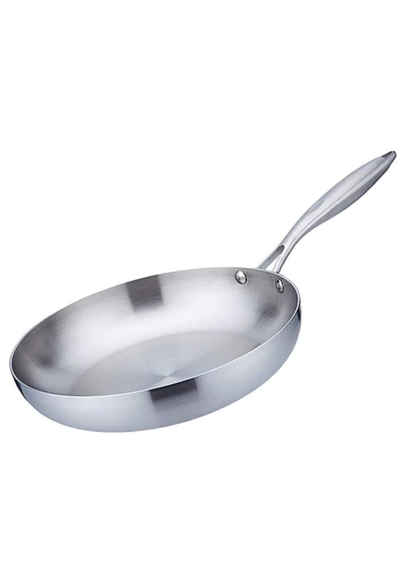 Stainless steel frying pan with long handle available in sizes 30cm/25cm/22cm