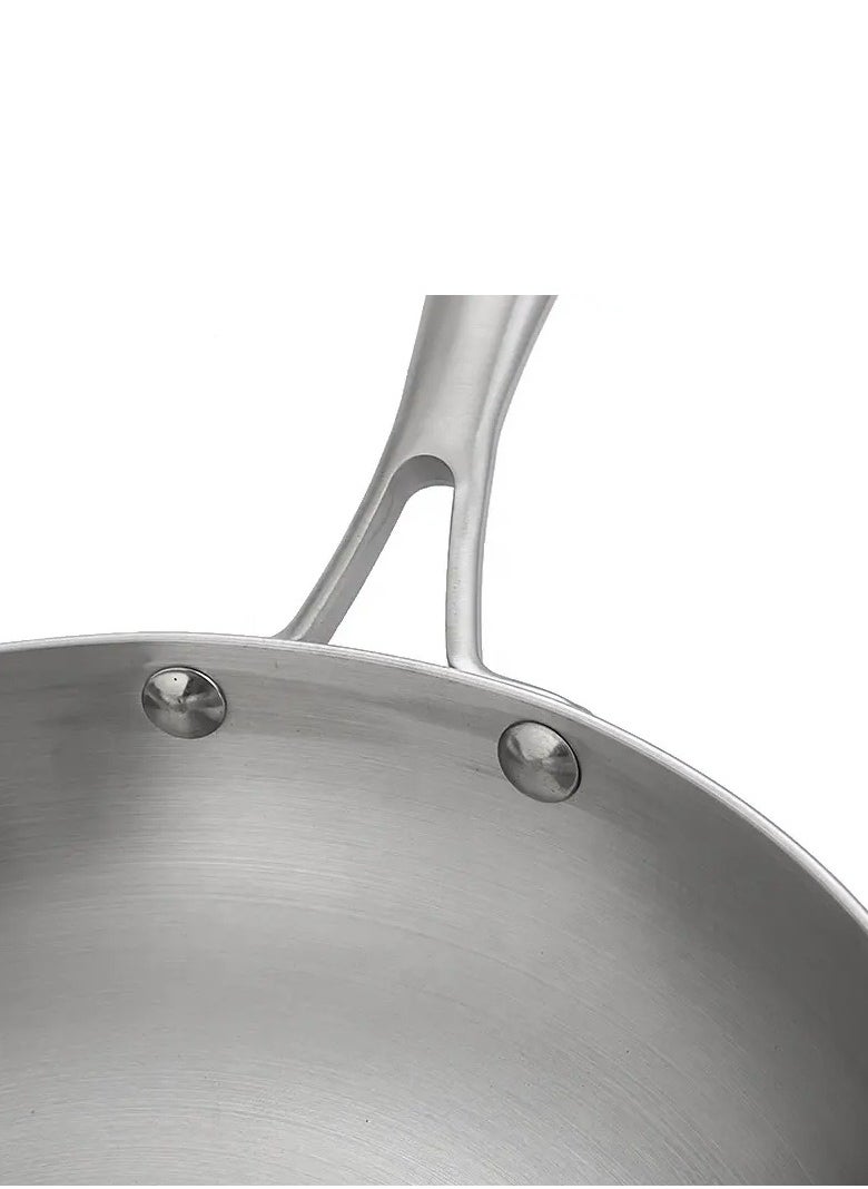 Stainless steel frying pan with long handle available in sizes 30cm/25cm/22cm