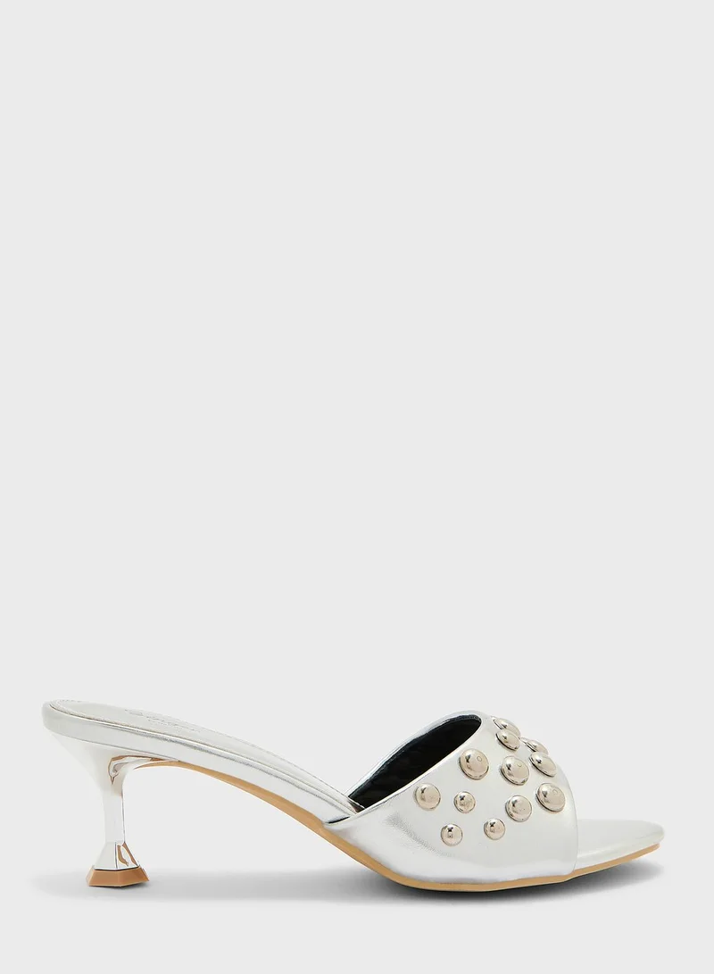 Ginger Stone-Embellished High Heel Mule