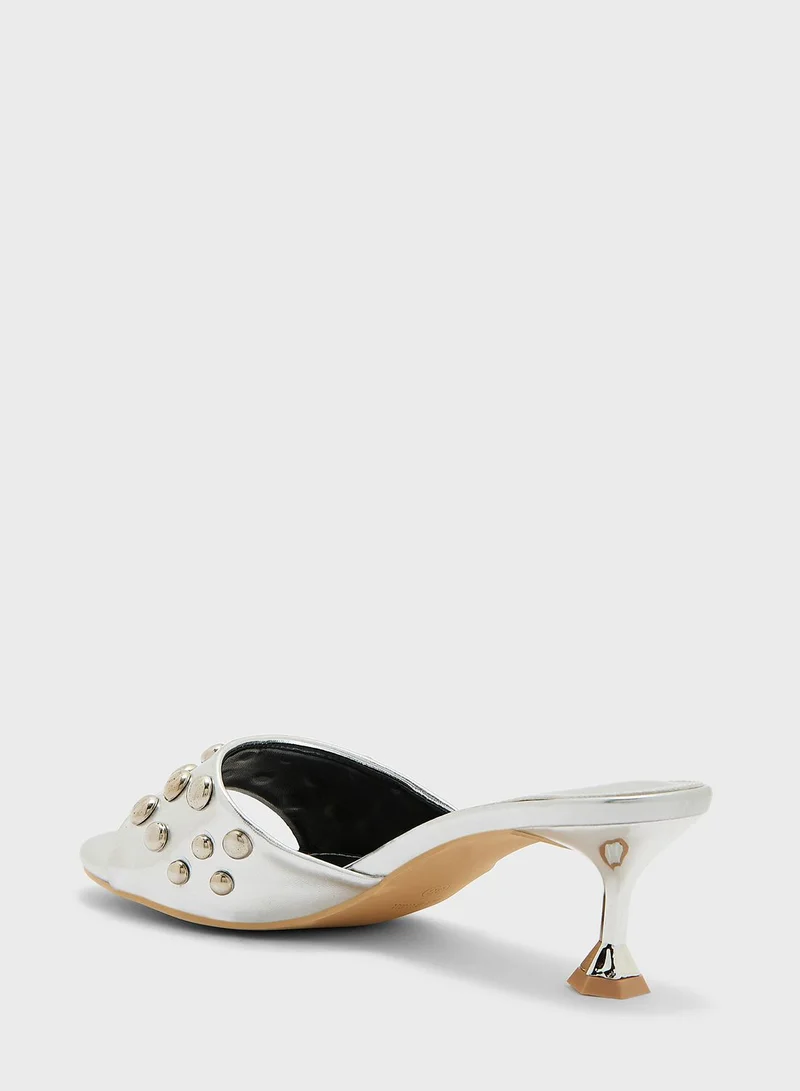 Ginger Stone-Embellished High Heel Mule