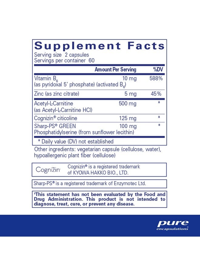 Pure Encapsulations بيور إنكابسوليشنز كوجني فوس | دعم عصبي للأداء المعرفي والسلوك | 120 كبسولة - Image 2